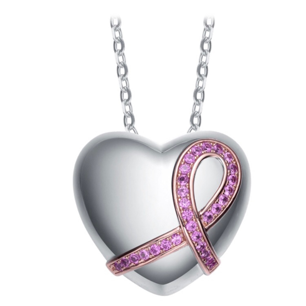 Sterling Silver (925) Diamond Heart Necklace
